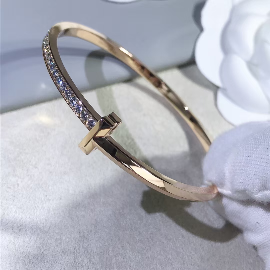 Replica Tiffany T1 Narrow Diamond Hinged Bangle