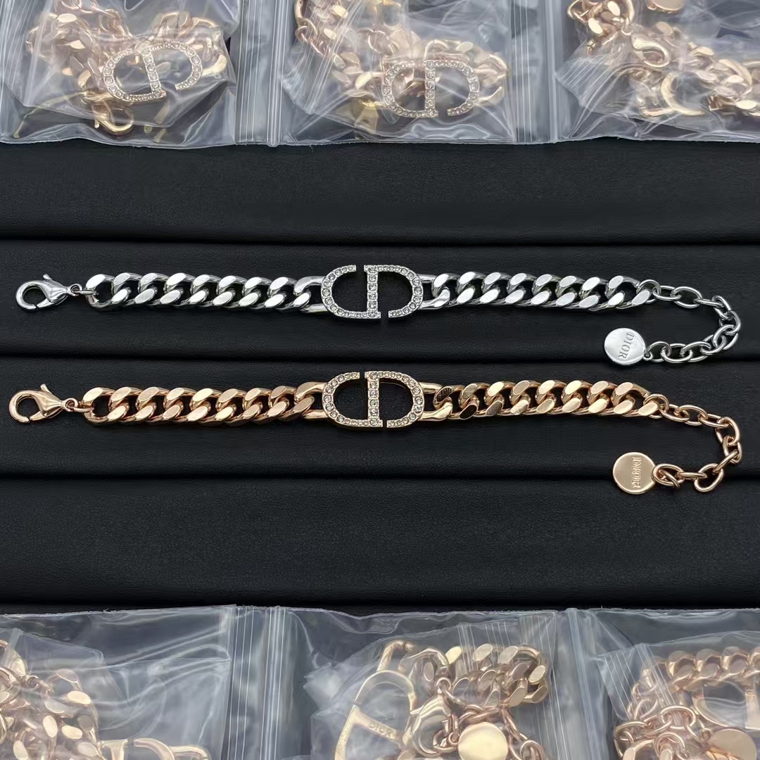 Replica Dior CD Chunky Flat Cuban Chain Couple Bracelet