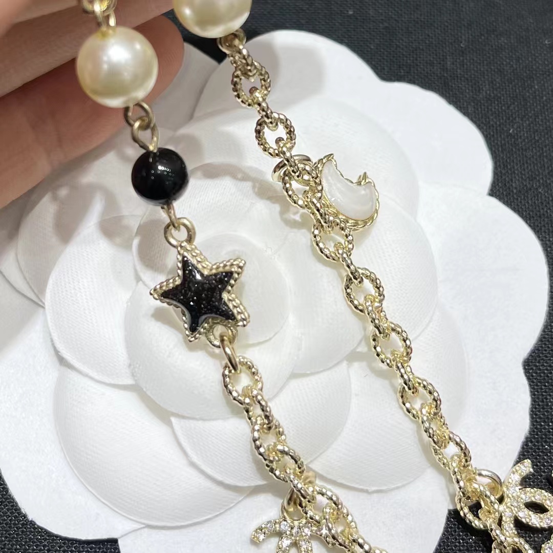 Replica Chanel Moon Star Pearl Charms Necklace
