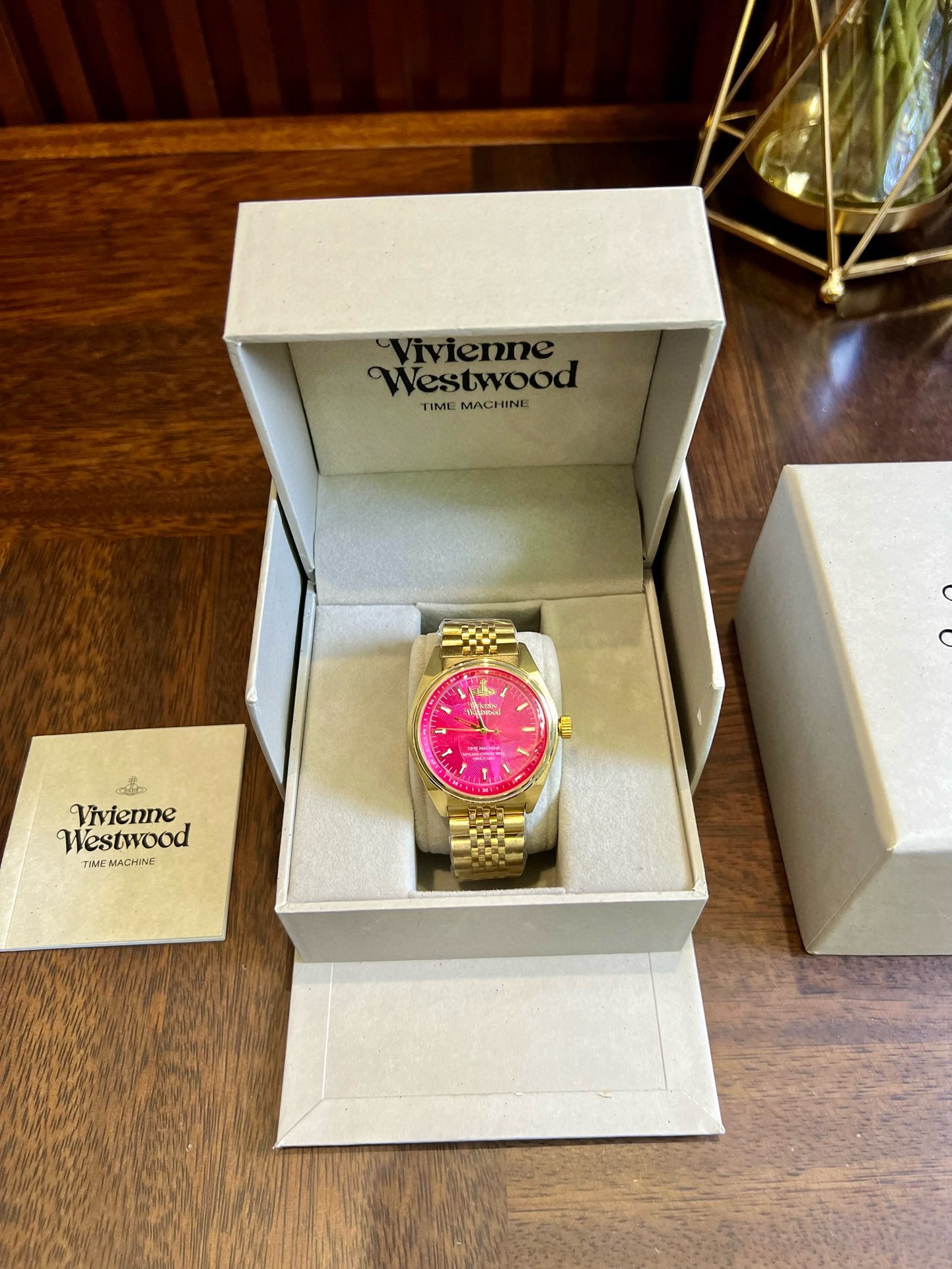 Replica Vivienne Westwood Rose Red Dial Gold Band Watch - 40MM