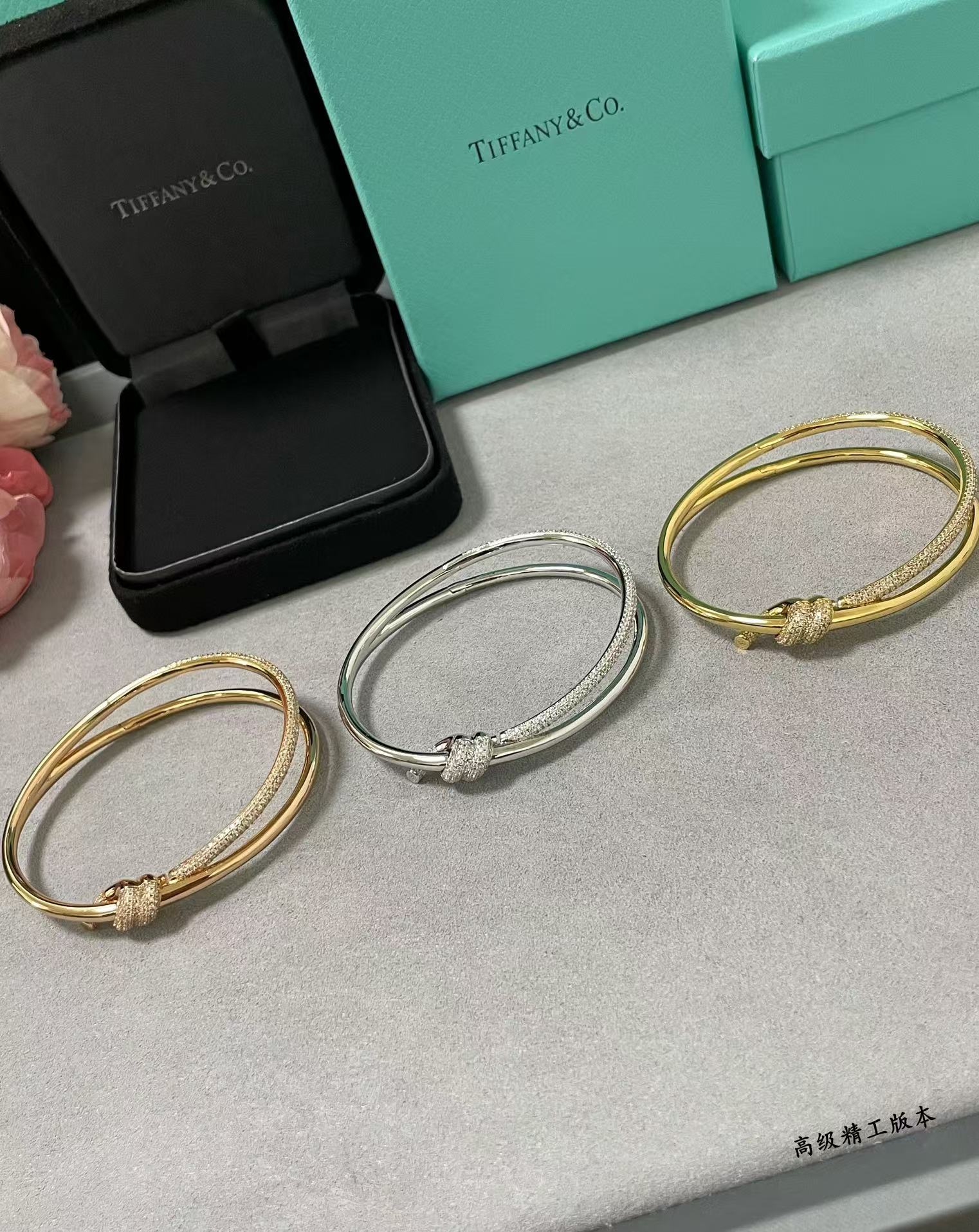 Replica Tiffany Knot Double Row Hinged Bangle