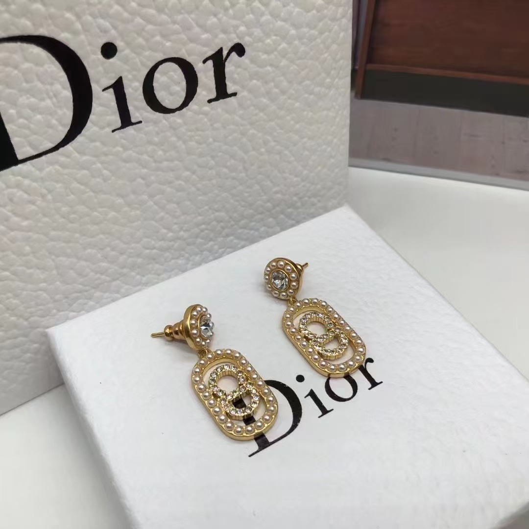 Replica Dior Vintage Rectangle CD Earrings