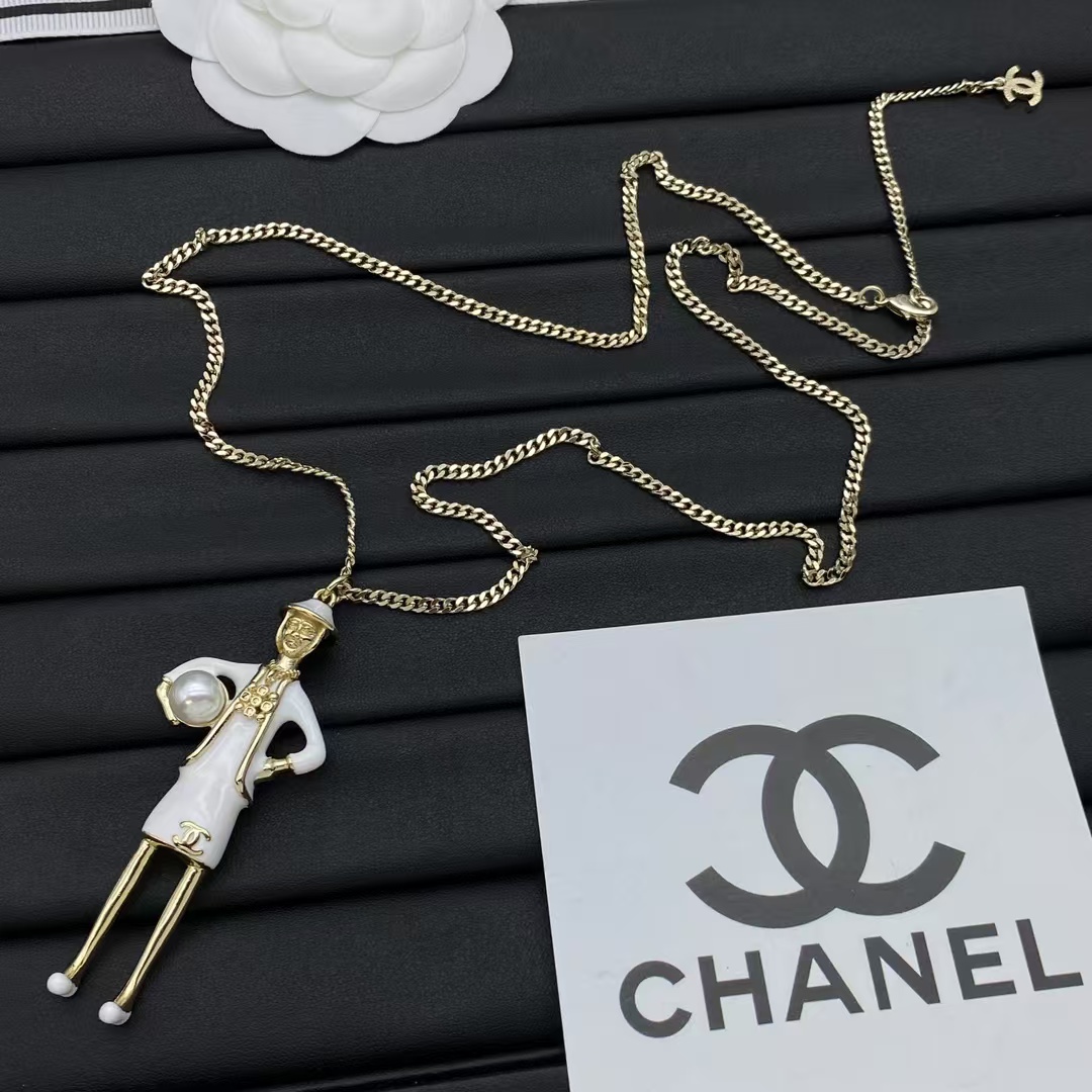 Replica Chanel Coco Mademoiselle Figurine Enamel Gold Tone Necklace