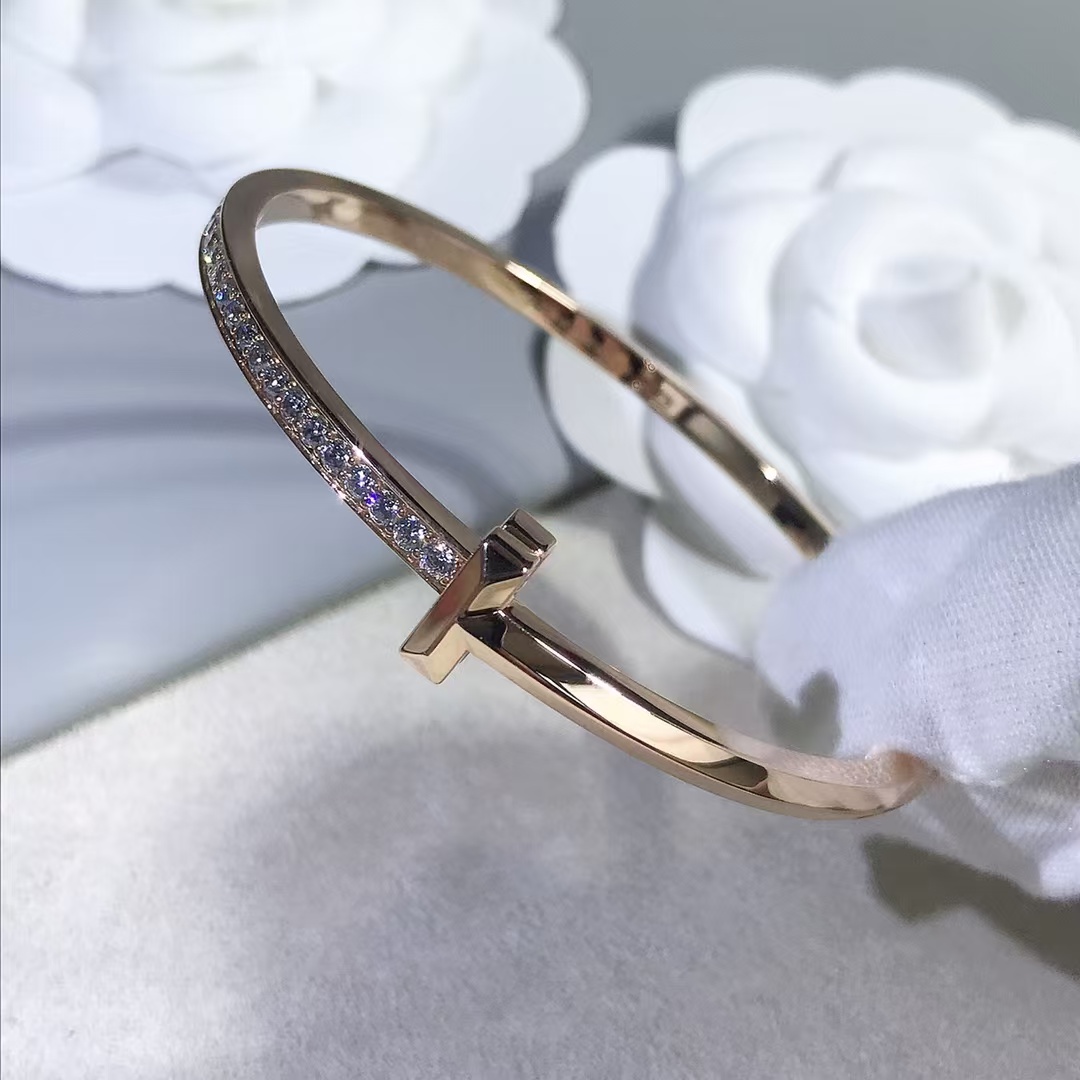 Replica Tiffany T1 Narrow Diamond Hinged Bangle