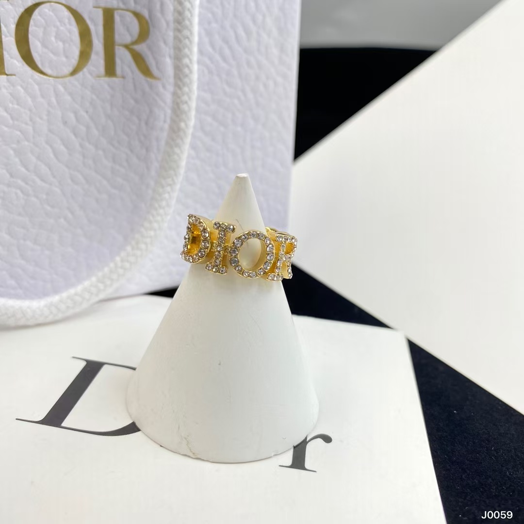 Replica Diamond Paved Dior Letters Open Ring