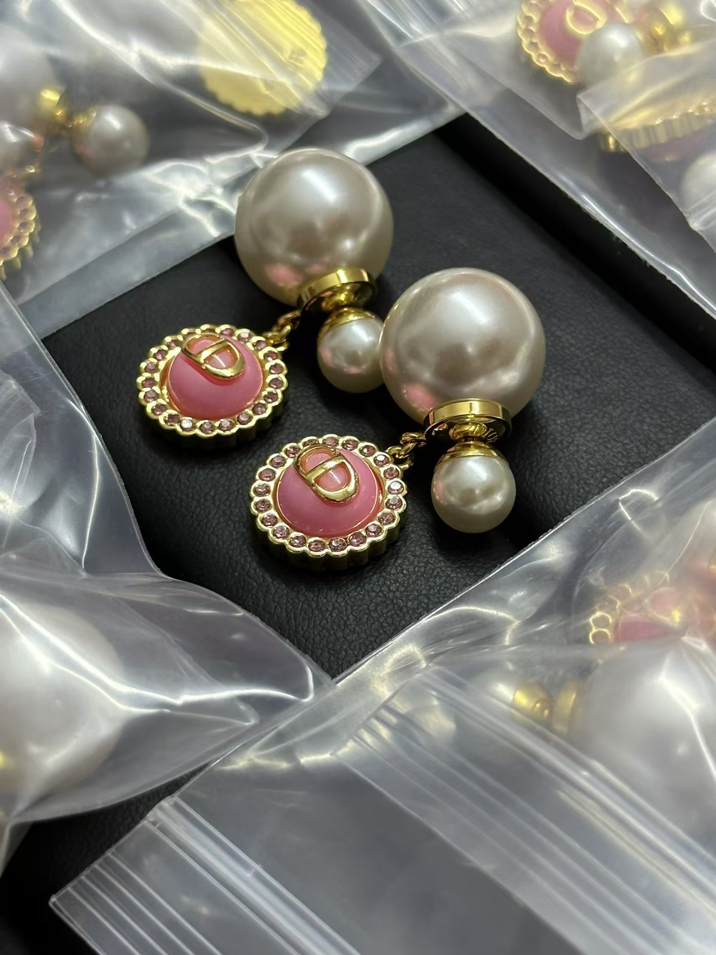 Replica Dior Pink CD Tribales Pearl Earrings