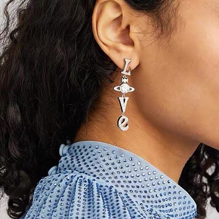 Replica Vivienne Westwood Letter LOVE Long Style Earrings