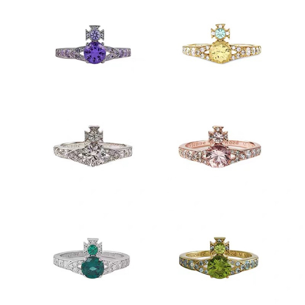 Replica Vivienne Westwood Colorful Diamond Saturn Ring