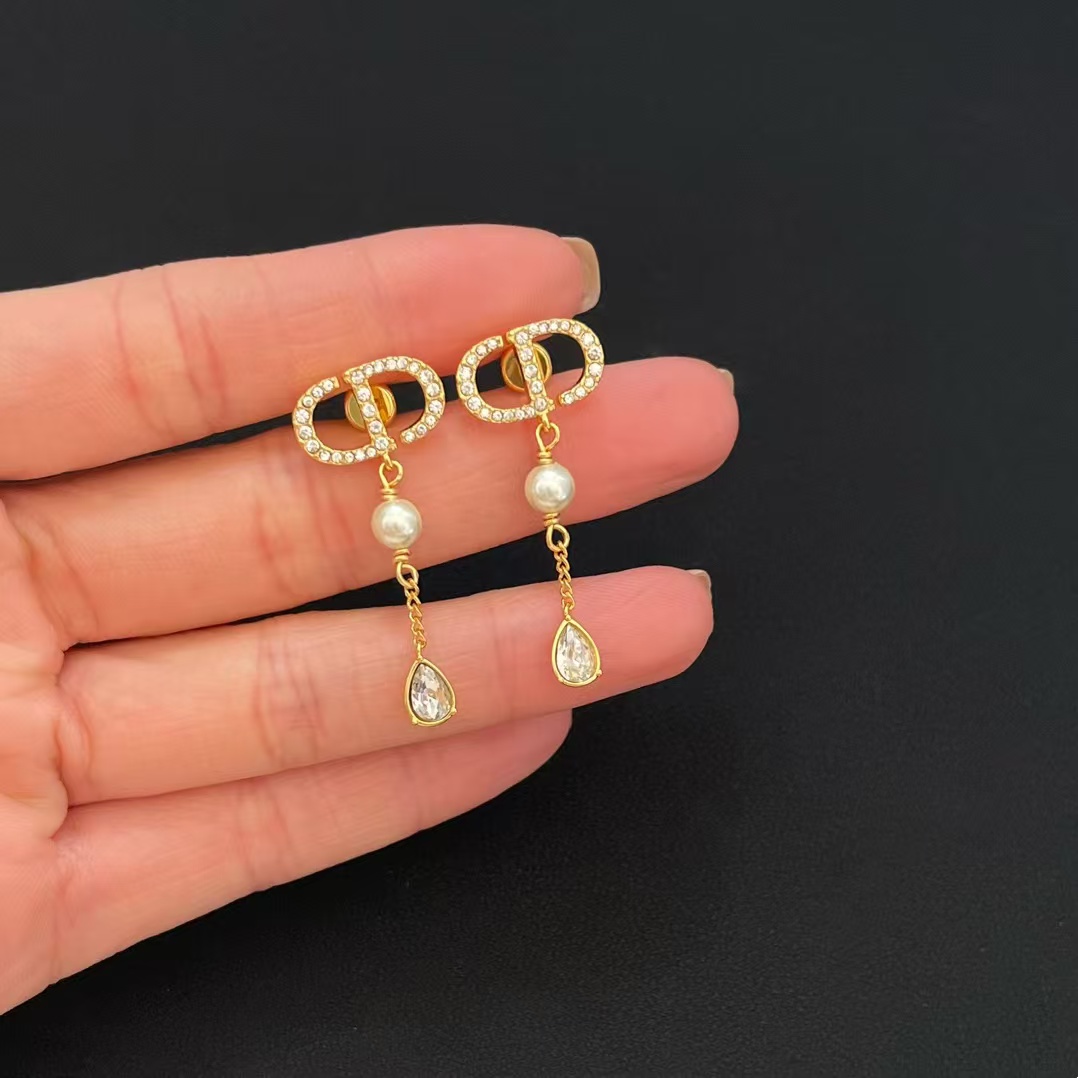 Replica Dior CD Teardrop Pearl Earrings