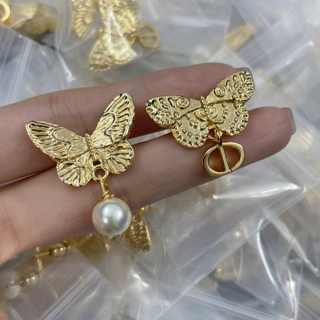 Replica Dior Asymmetric Butterfly Earrings