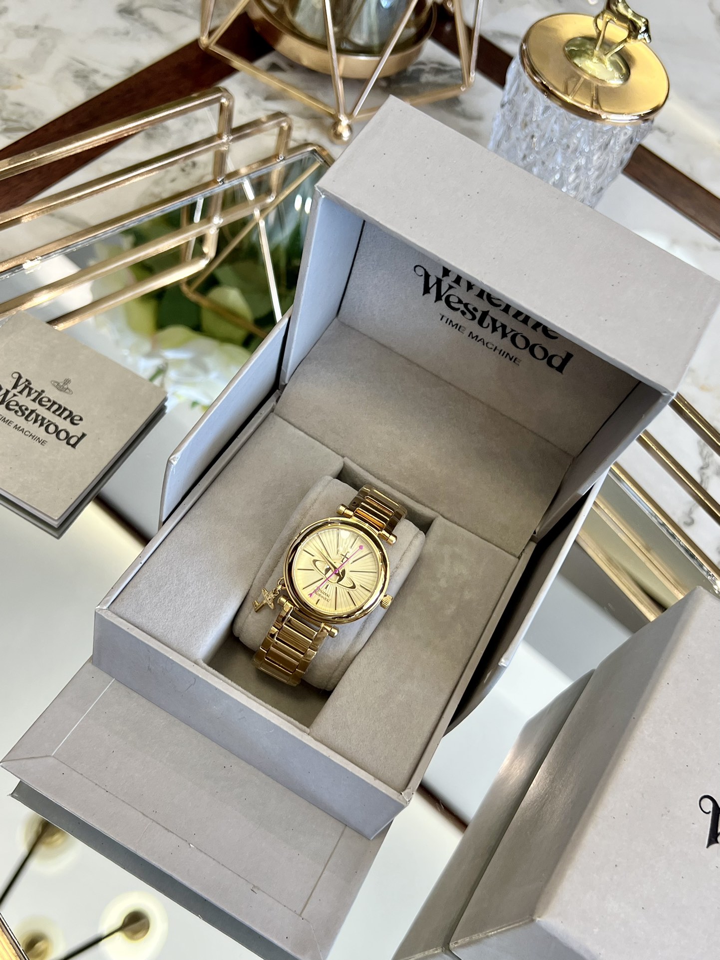 Replica Vivienne Westwood Gold Dial Gold Band Watch - 30MM