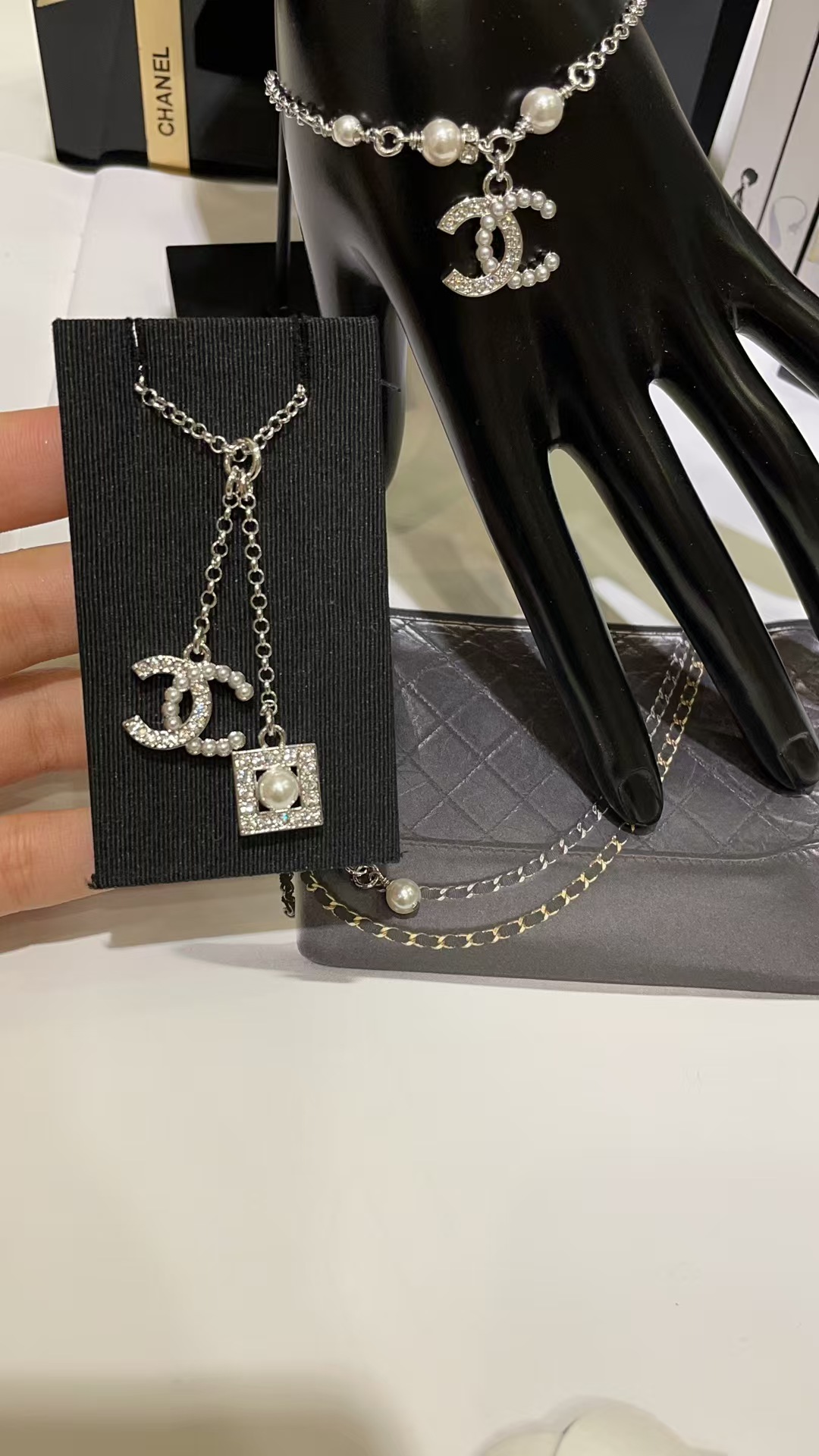 Replica Chanel Two Pendants Drop Y Necklace
