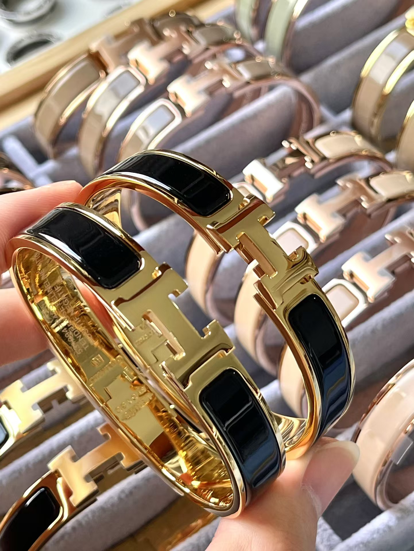 Replica Hermes Wide H Enamel Bracelet