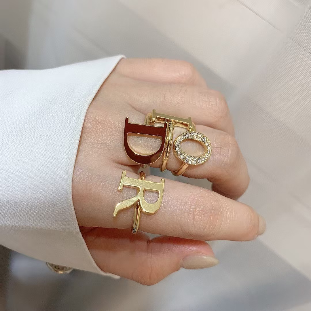 Replica Dior Separate Letters Rings - 4 Pieces