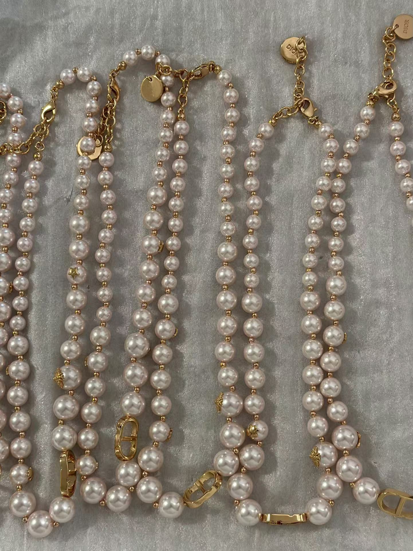 Replica Dior Rose Gold- Finish Vintage Pearl Necklace