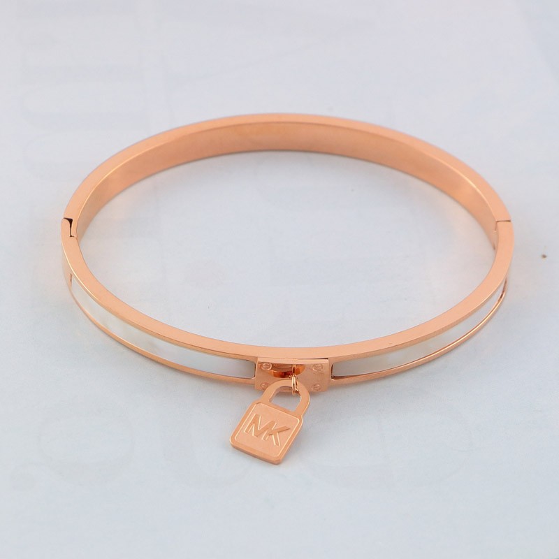 Replica MK letter pendant classic lock couple bracelet titanium steel black fashion personality men and women bracelet accessories