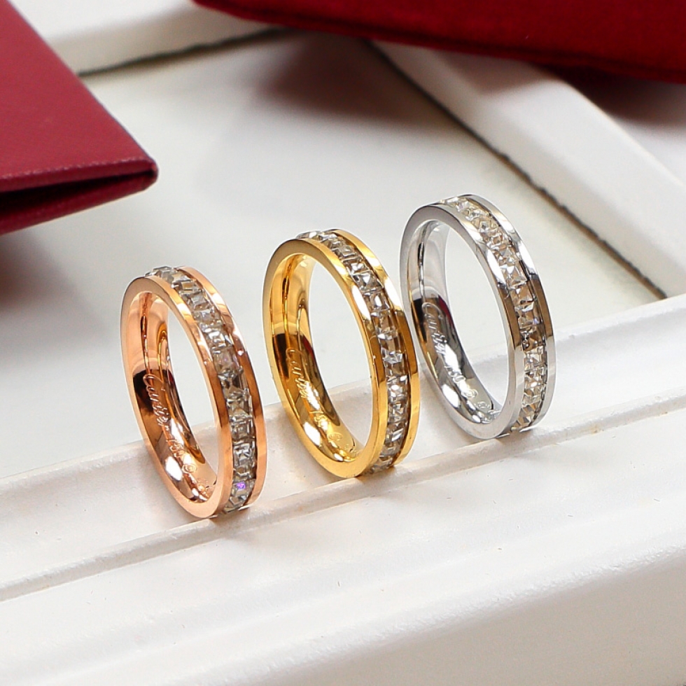 Replica Cartier single and double row small square diamond set diamond ring