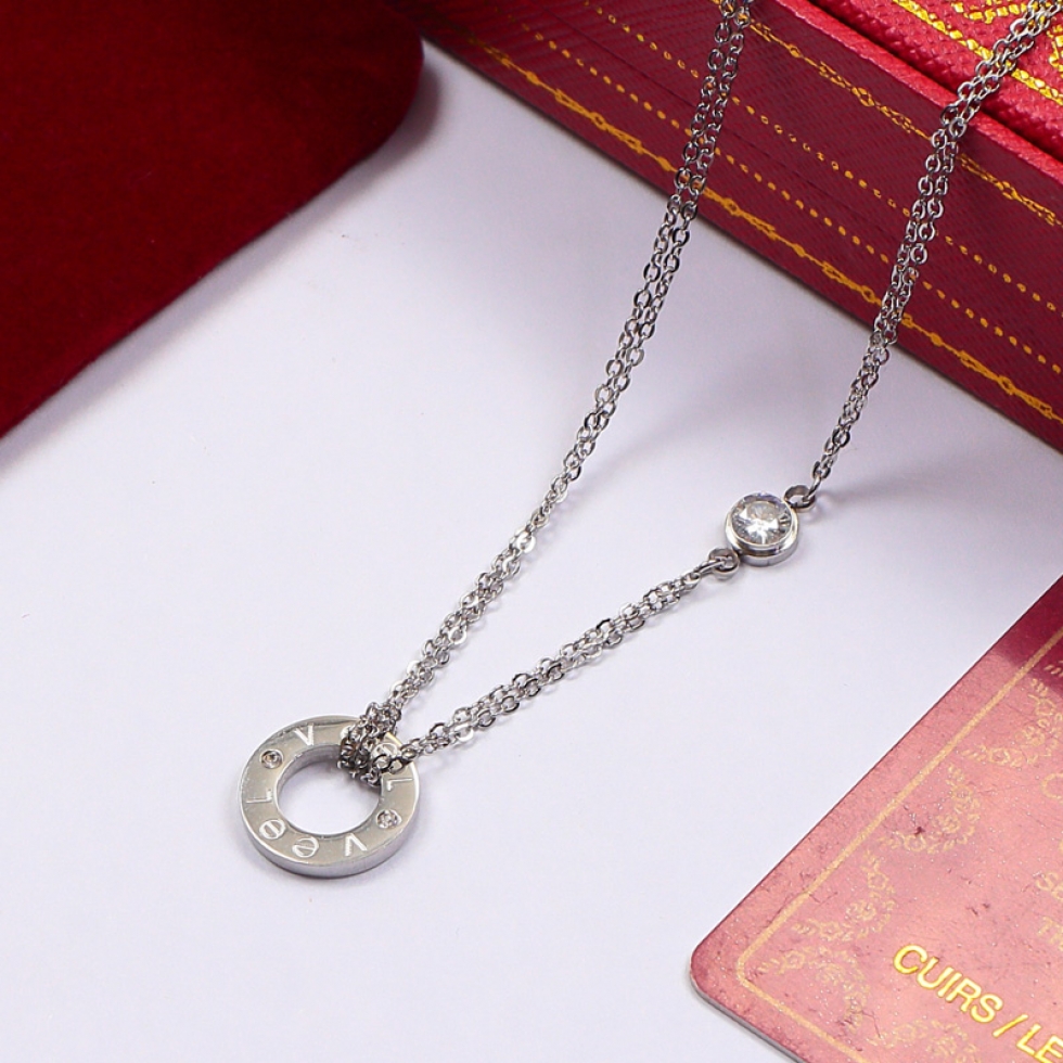 Replica Cartier diamond-set circle necklace