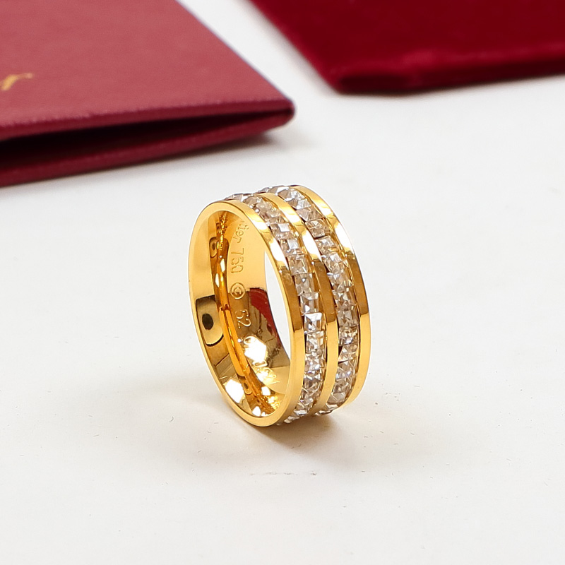 Replica Cartier single and double row small square diamond set diamond ring