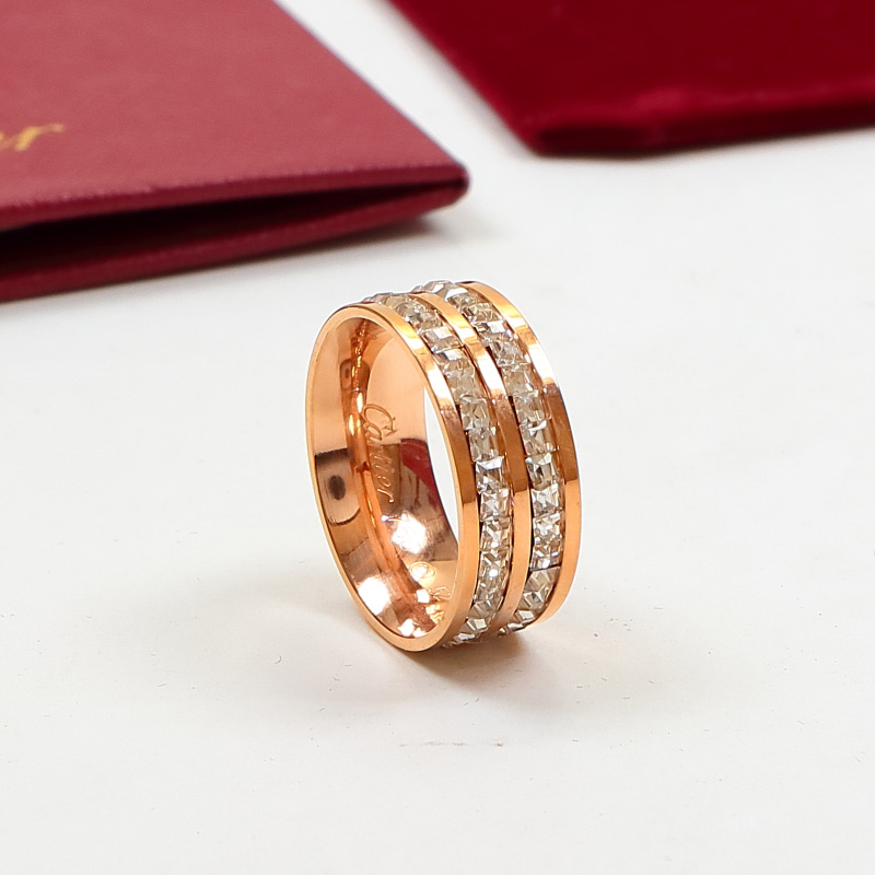 Replica Cartier single and double row small square diamond set diamond ring