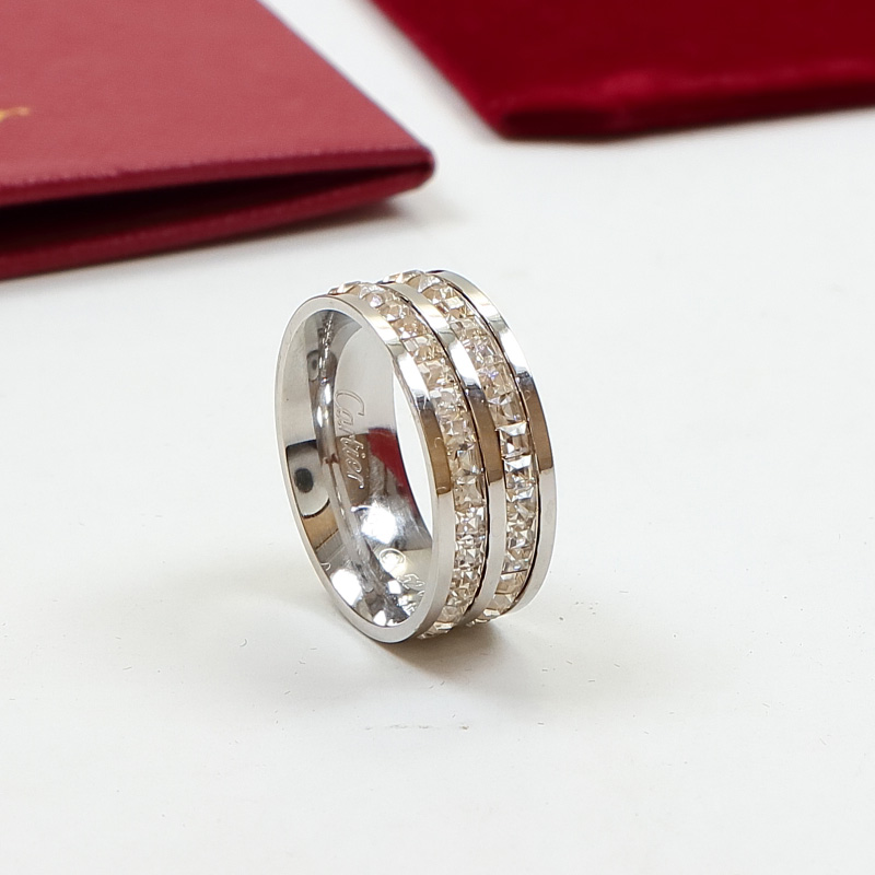 Replica Cartier single and double row small square diamond set diamond ring
