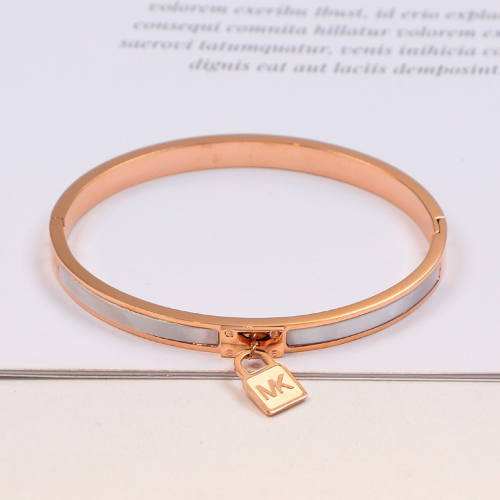 Replica MK letter pendant classic lock couple bracelet titanium steel black fashion personality men and women bracelet accessories