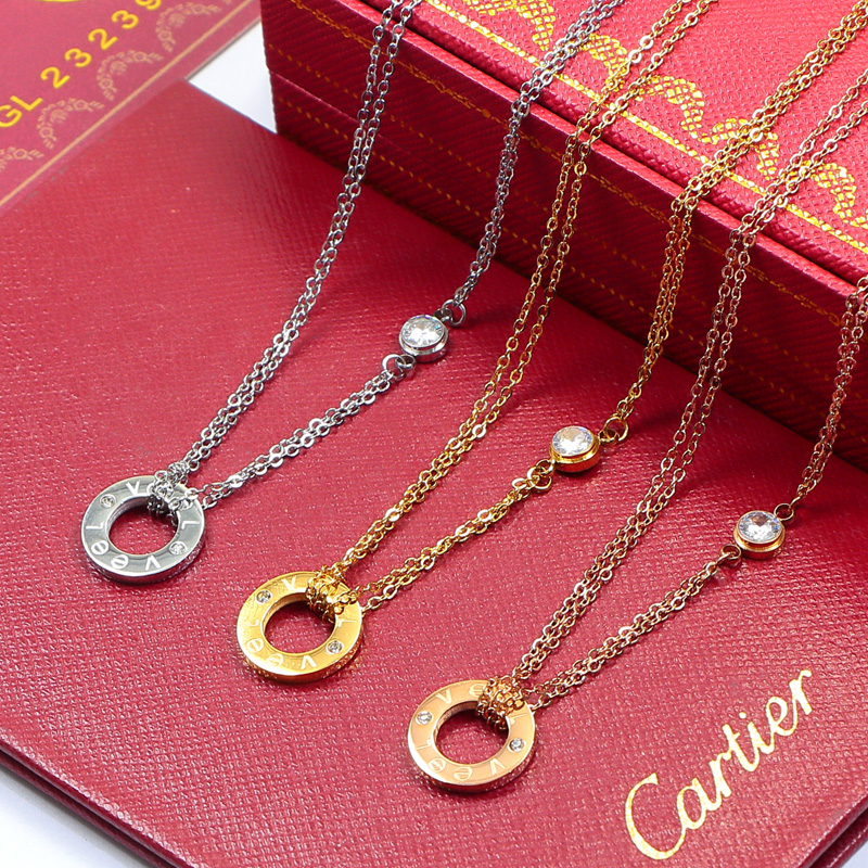 Replica Cartier diamond-set circle necklace