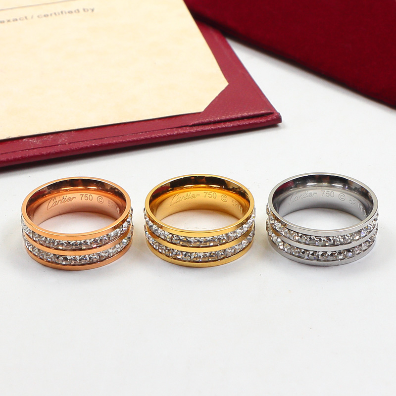 Replica Cartier single and double row small square diamond set diamond ring