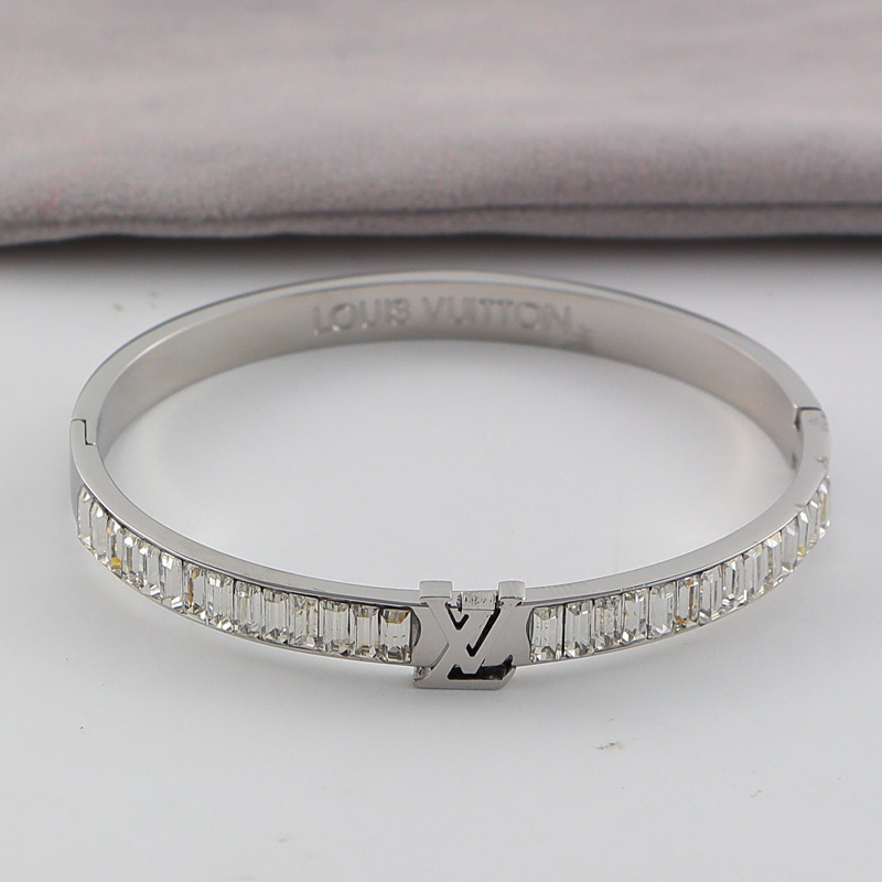 Replica LV full diamond bracelet classic European and American fashion new titanium steel bracelet couple accessories