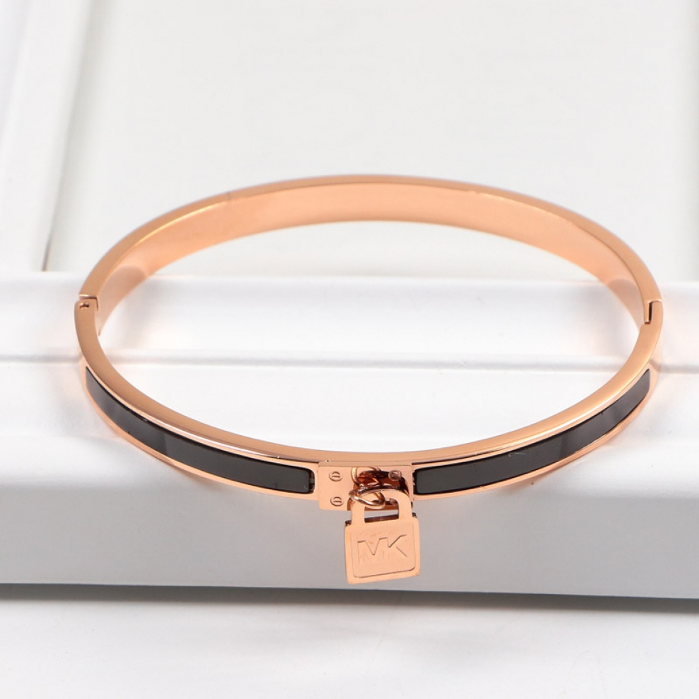 Replica MK letter pendant classic lock couple bracelet titanium steel black fashion personality men and women bracelet accessories