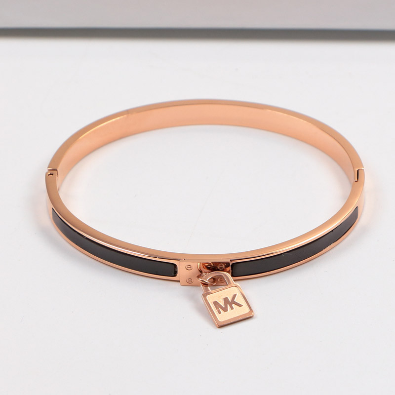 Replica MK letter pendant classic lock couple bracelet titanium steel black fashion personality men and women bracelet accessories