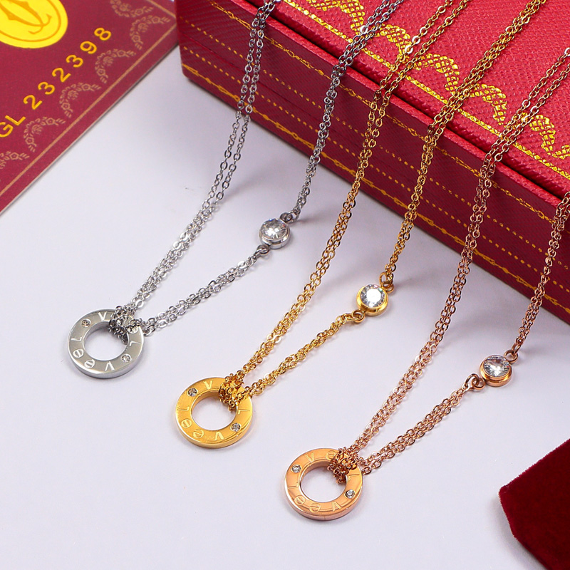 Replica Cartier diamond-set circle necklace