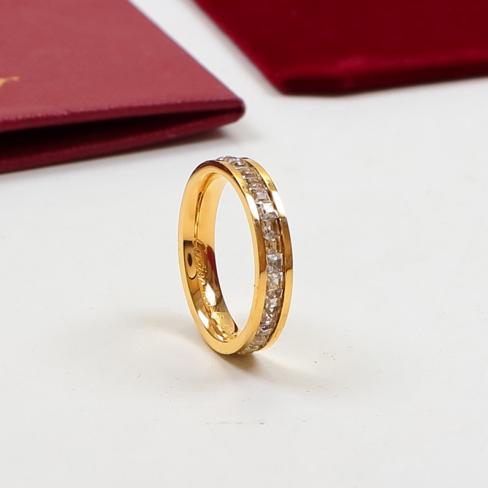 Replica Cartier single and double row small square diamond set diamond ring