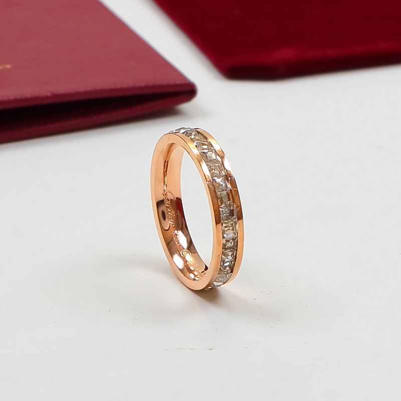 Replica Cartier single and double row small square diamond set diamond ring