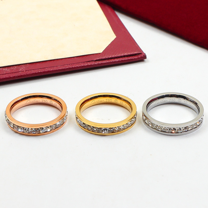Replica Cartier single and double row small square diamond set diamond ring