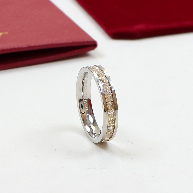Replica Cartier single and double row small square diamond set diamond ring