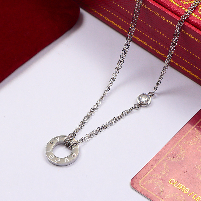 Replica Cartier diamond-set circle necklace