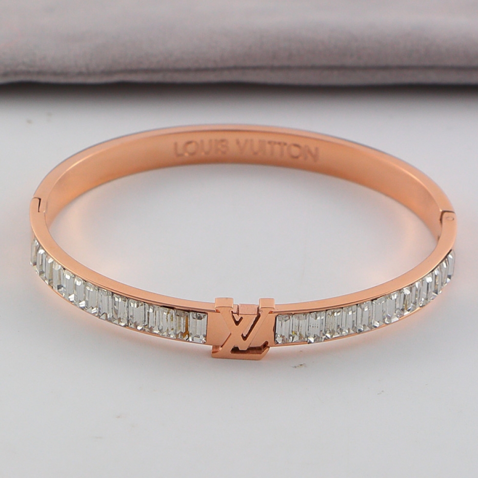Replica LV full diamond bracelet classic European and American fashion new titanium steel bracelet couple accessories