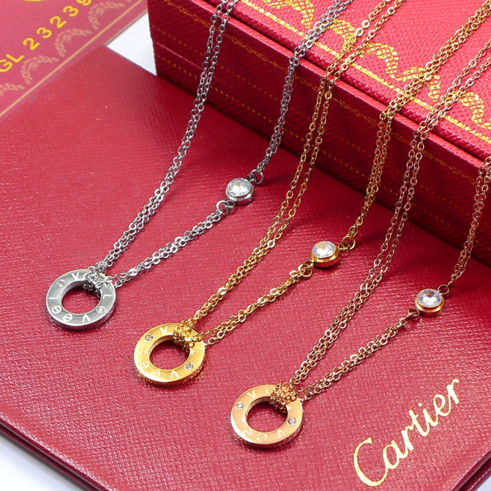 Replica Cartier diamond-set circle necklace