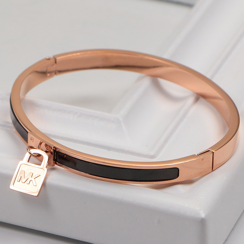 Replica MK letter pendant classic lock couple bracelet titanium steel black fashion personality men and women bracelet accessories