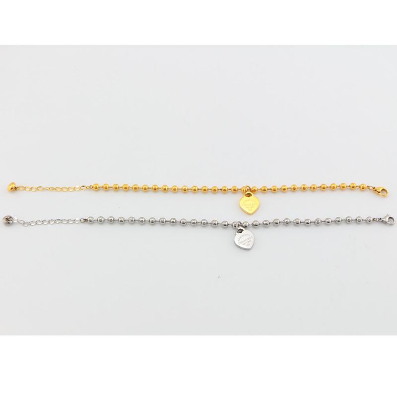 Replica Tiffany heart pendant bead bracelet plated with 18k rose gold European and American bracelet for girls