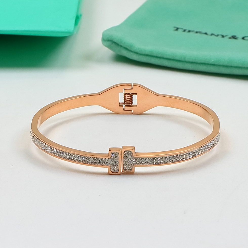 Replica Tiffany Double T Full Diamond Open Bangle