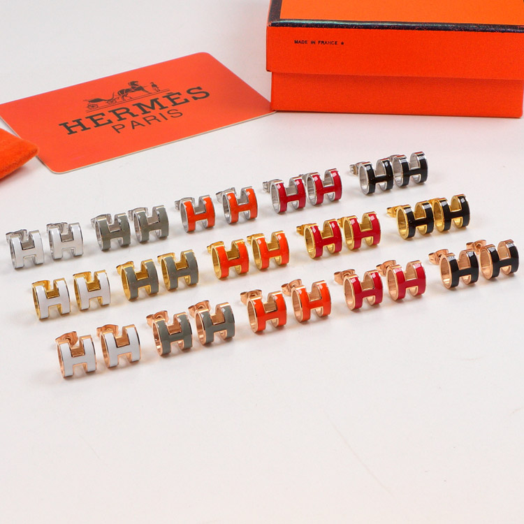 Replica Hermes H Letter Colorful 3D Hollow Earrings
