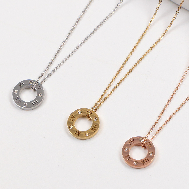 Replica Bvlgari circular engraved Roman numeral necklace