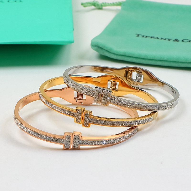 Replica Tiffany Double T Full Diamond Open Bangle