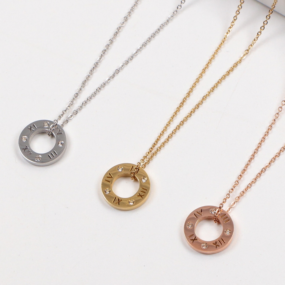 Replica Bvlgari circular engraved Roman numeral necklace