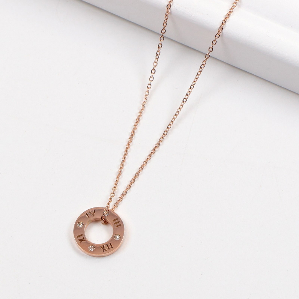 Replica Bvlgari circular engraved Roman numeral necklace