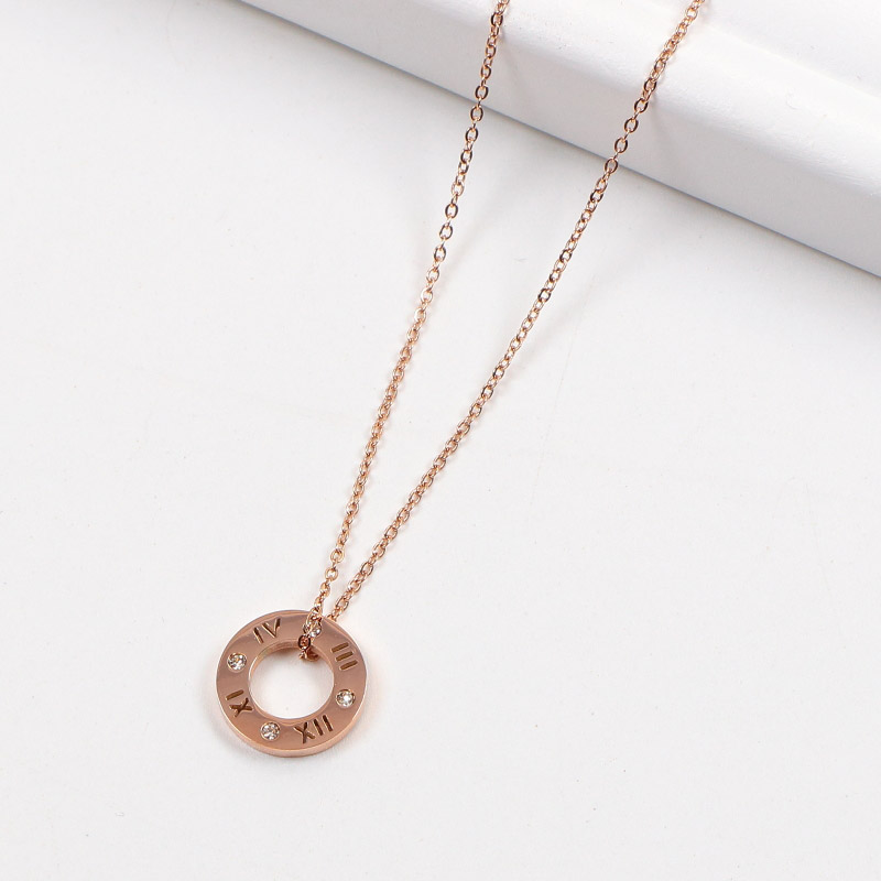 Replica Bvlgari circular engraved Roman numeral necklace