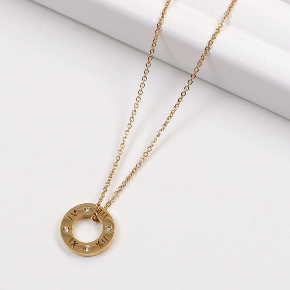 Replica Bvlgari circular engraved Roman numeral necklace