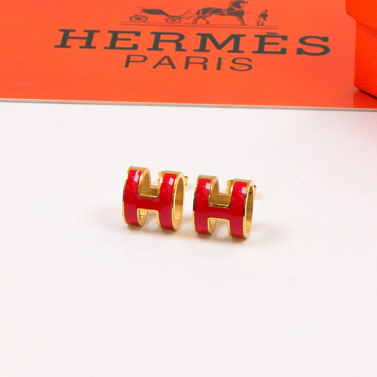 Replica Hermes H Letter Colorful 3D Hollow Earrings